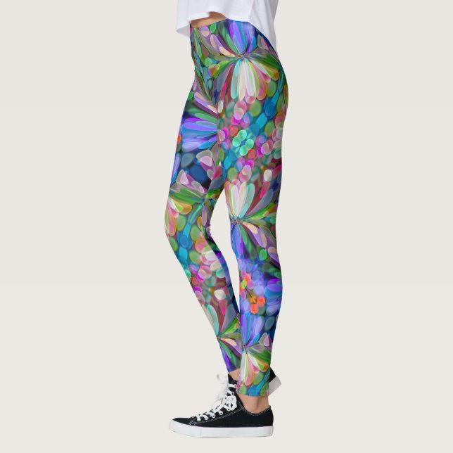 Trollsländas vildblomstrande trädgård Abstrakt blo Leggings (Vänster)