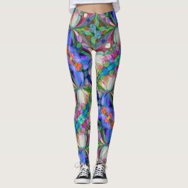 Trollsländas vildblomstrande trädgård Abstrakt blo Leggings