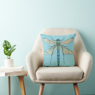 Trollsländedesign insektskonst entomologi Jag älsk Kudde