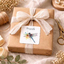 Trollsländedrömlandskap, specialdesignat fyrkantigt klistermärke