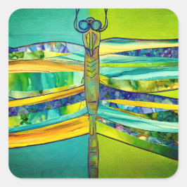 trollsländestickers fyrkantigt klistermärke