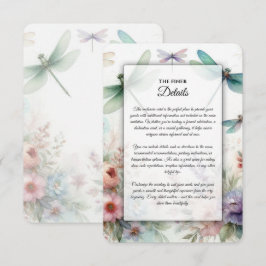 Trollsländor och Pastell Färgade Blommor Bröllop Tilläggskort