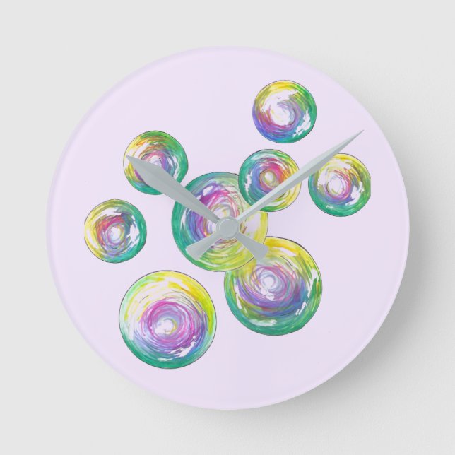 Trollspöet Bubbles Iridescent Rainbow Bubble Rund Klocka (Framsida)
