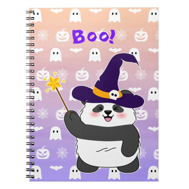 Trollspöet Halloween Cute Baby Panda Witch Magic Anteckningsbok (Framsidan)