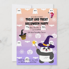 Trollspöet Halloween Cute Baby Panda Witch Magic Inbjudningar