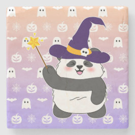 Trollspöet Halloween Cute Baby Panda Witch Magic Stenunderlägg