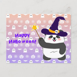 Trollspöet Halloween Cute Baby Panda Witch Magic Vykort