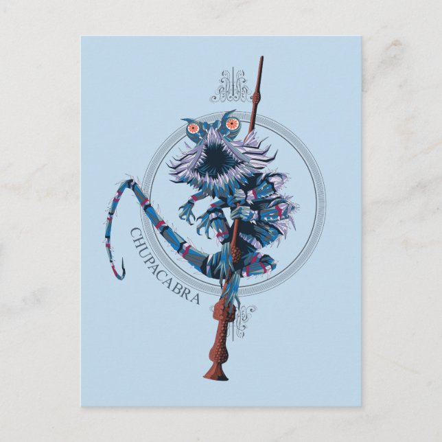 Trollspöet tecknad Chupacabra & Elder Vykort (Framsida)