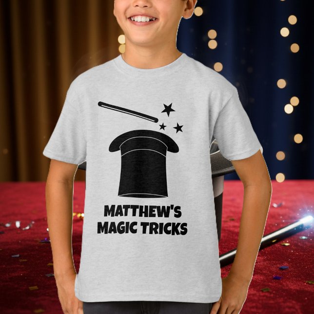 Trollstav och hatt magiker t-shirt för barn (magic trick t shirt)