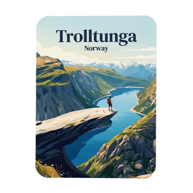 Trolltunga Norge Magnet (Vertikal)