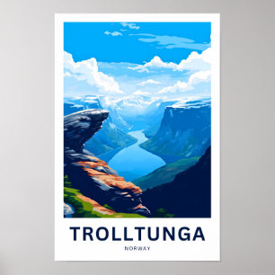 Trolltunga Norge Travel Print Poster