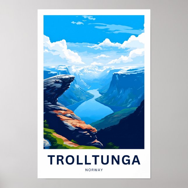 Trolltunga Norge Travel Print Poster (Framsidan)