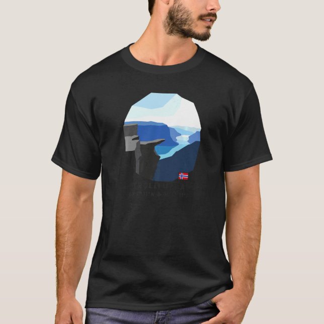 Trolltunga Troll Tunga Sten Hiking Norge Souveni T Shirt (Framsida)