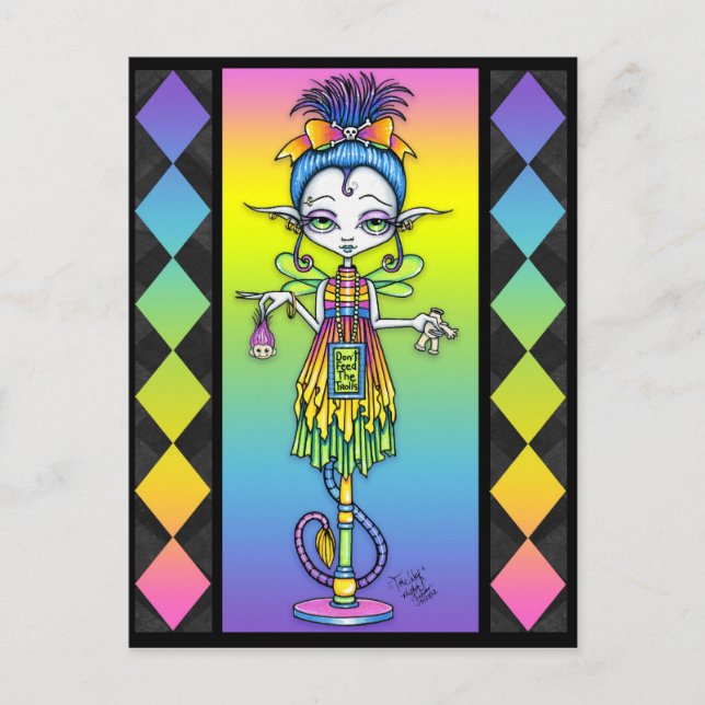 Trolly Pixie Stick Sideshow Freak Troll vykort (Framsida)