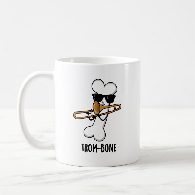 Trom-bone Funny Music Trombone Pun Kaffemugg (Vänster)