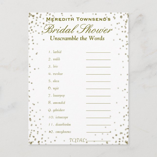 Tröm inte Ord | Guld Confetti Inbjudan Vykort (Framsida)