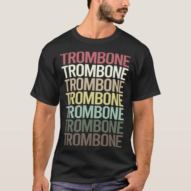 Trombentrombonist för färgstark text t shirt (Framsida)