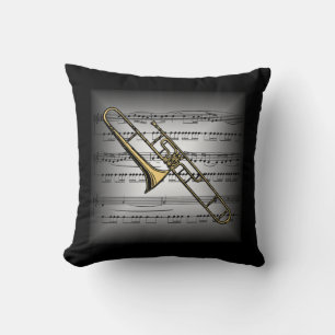 Trombon ~ 3D notblad ~ kudde grå/svart