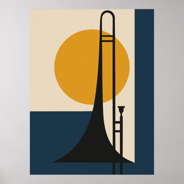 Trombon Siluett | Mid-Century Modern Poster (Framsidan)