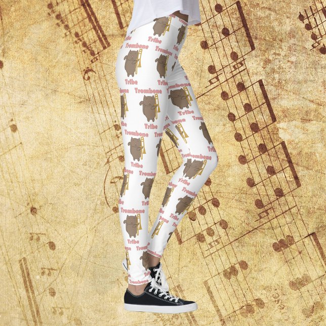 Trombon Tribe Brun Katt Katt Rosa Mönster Leggings (Skapare uppladdad)
