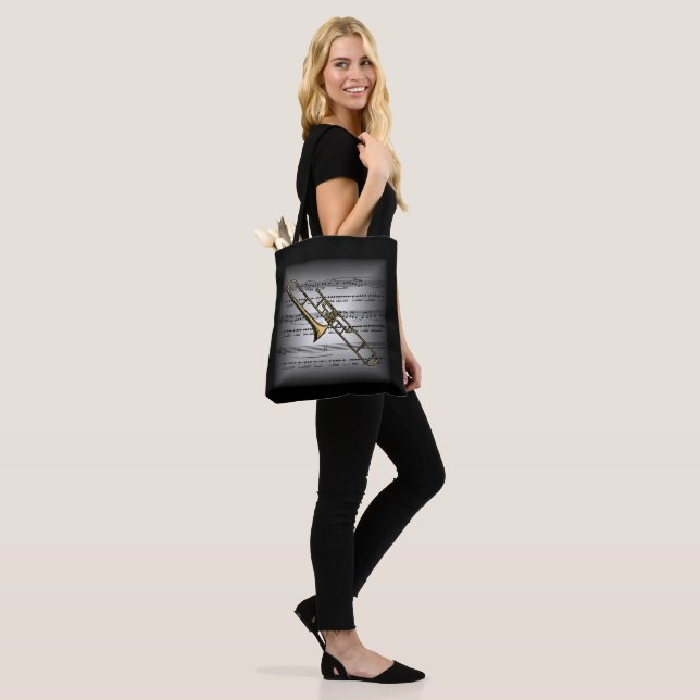 Trombone ~ 3-D Lakan Music ~ Pillow Grått/Black ~ Tygkasse (På modell)
