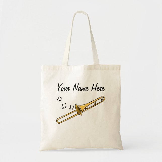 Trombone Anpassningsbar Tote Bag Trombonist Brass  Tygkasse (Framsidan)