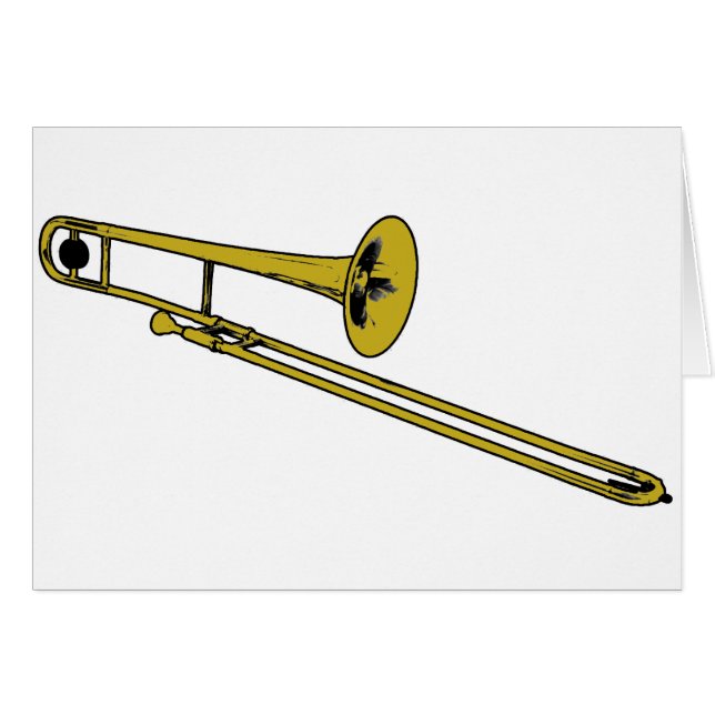 Trombone-anteckningskort (liggande) hälsningskort (Framsidan Horizontal)