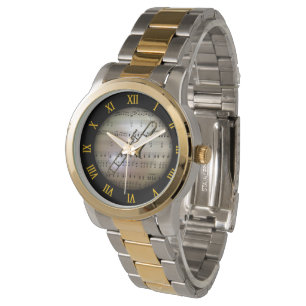 Trombone ~ Bakgrund "Musical Planet" * ~ Armbandsur