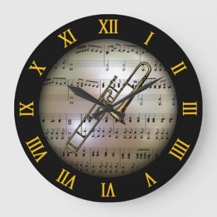 Trombone ~ Bakgrund "Musical Planet" * ~ Stor Klocka