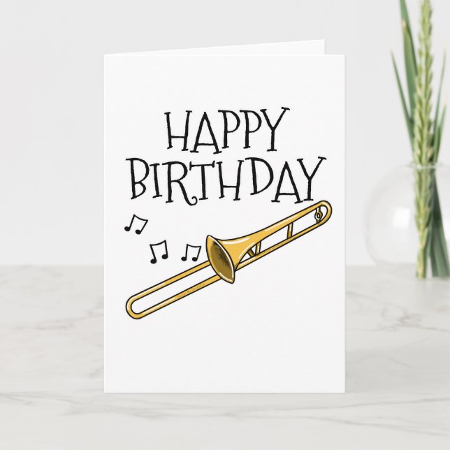 Trombone Birthday Card Trombonist Brass Musician Tack Kort (Framsida)