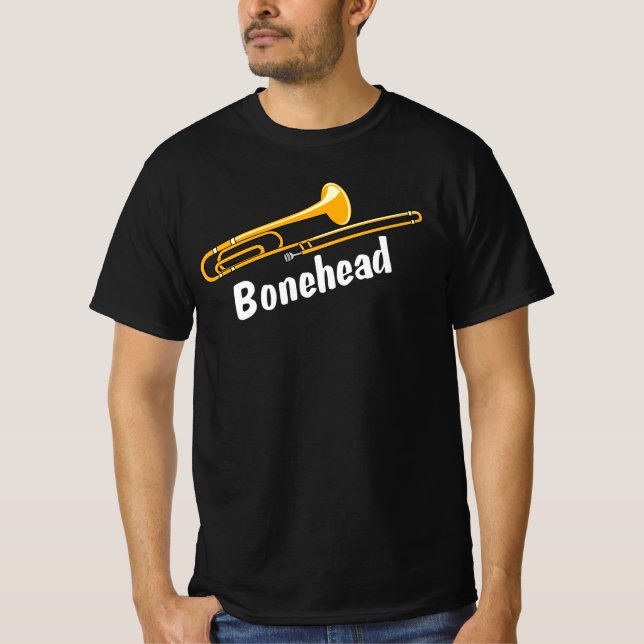 Trombone Bonehead White Text T Shirt (Framsida)