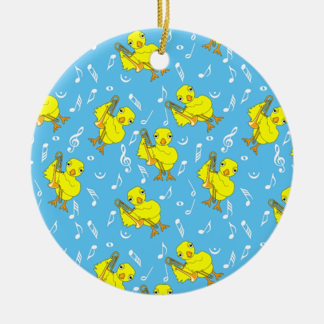 Trombone Chick Musik noter Julgransprydnad Keramik (Framsidan)