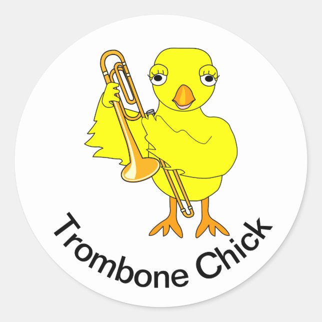Trombone-Chick Runt Klistermärke (Framsida)