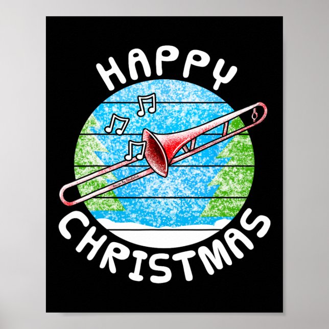 Trombone Christmas Trombonist Br Musician Music Te Poster (Framsidan)