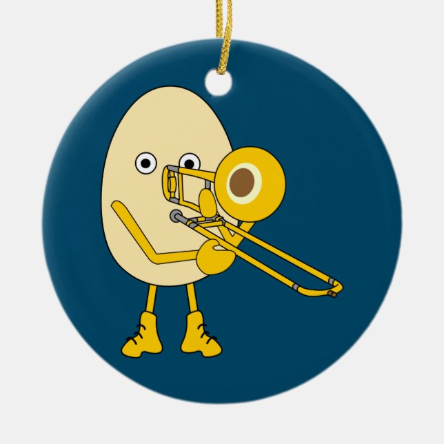 Trombone Egghead Julgransprydnad Keramik (Framsidan)