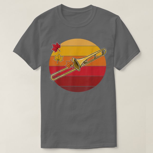 Trombone Fall Trombonist Autumn Thanksgiving Brass T Shirt (Design framsida)