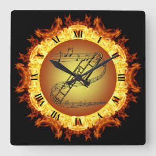 Trombone ~ Fire Creation #3 ~ out of the Crucible~ Fyrkantig Klocka