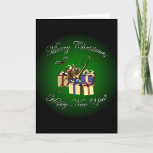 Trombone~Gifts "god jul & gott nytt år ", Helgkort