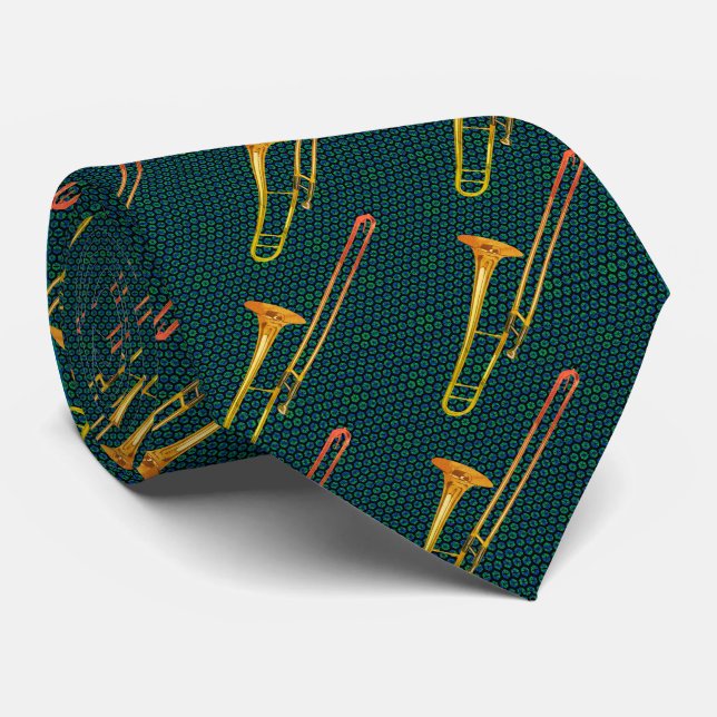 Trombone Grönt Neck Tie Slips (Rullad)
