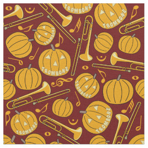 Trombone Halloween Pumpkin Mönster Tyg