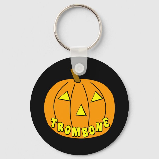 Trombone Halloween Pumpkin Nyckelring (Framsida)