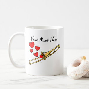 Trombone Hearts Trombonist Brass Musician Anpassni Kaffemugg