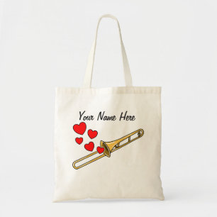 Trombone Hearts Trombonist Brass Musician Anpassni Tygkasse