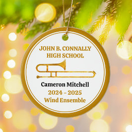 Trombone High School Band Anpassningsbar Guld jul Julgransprydnad Keramik