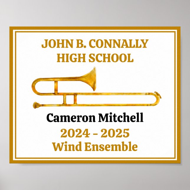 Trombone High School Band Guld Personlig Poster (Framsidan)