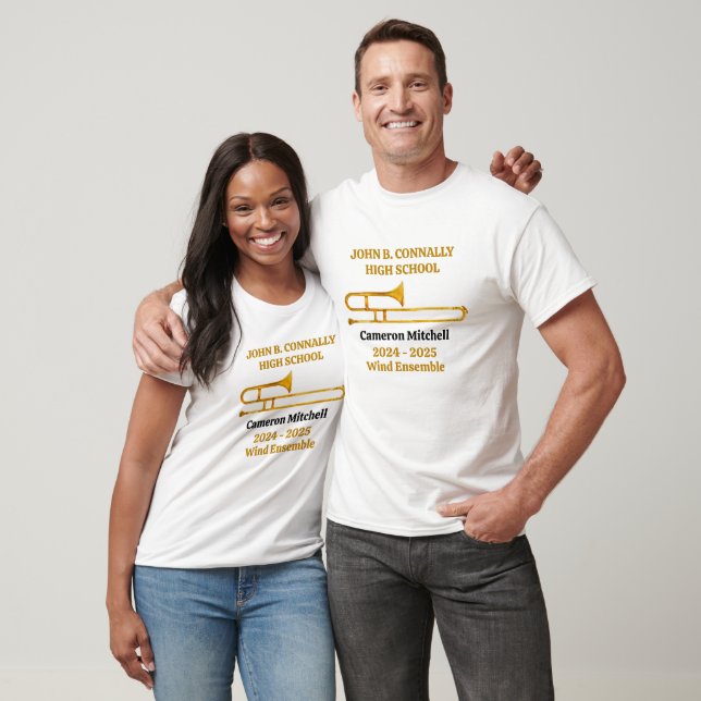 Trombone High School Band Guld Personlig T Shirt (Unisex)