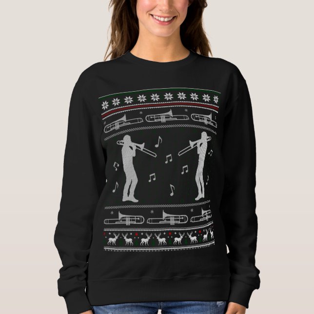 Trombone jul Funny Band Ugly Sweater T Shirt (Framsida)