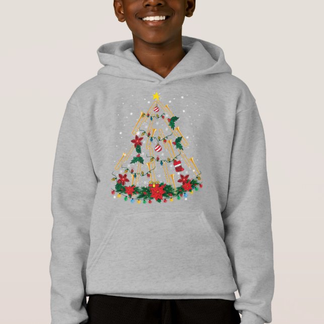 Trombone Julgran Ornaments Funny Music Band T Shirt (Framsida)