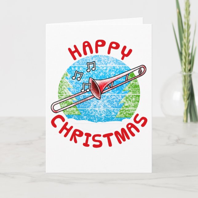 Trombone-julkort Trombonist Brass Musician Tack Kort (Framsida)