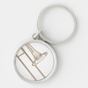 Trombone Keychain Rund Silverfärgad Nyckelring